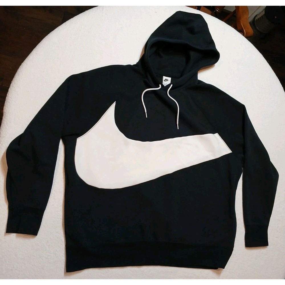 Nike Sportswear Swoosh Tech Fleece Hoodie Men's XXL Black White Big Logo